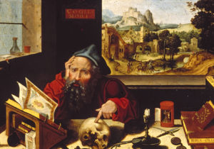 This painting by the Workshop of Pieter Coecke van Aelst depicts St. Jerome in his study