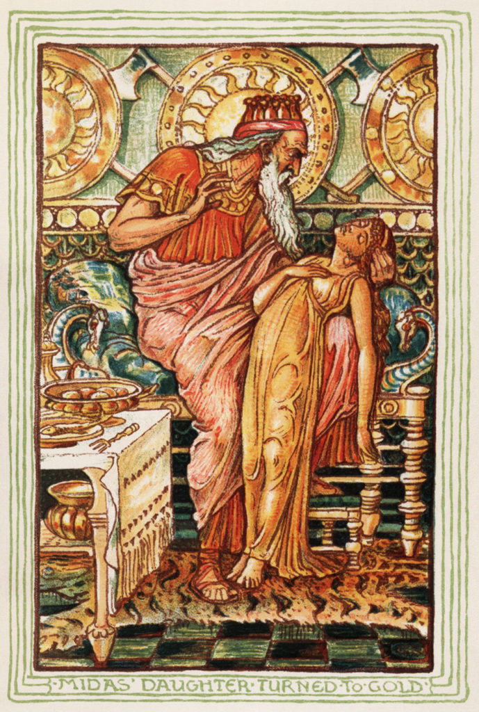Midas and His Daughter Turned to Gold